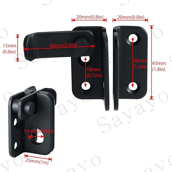 SAYAYO Shed Lock Gate Lock Door Bolt Lock for Wooden Gates,Black,40x45x25MM