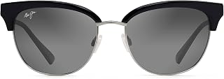 Óculos de sol Lokelani com lentes Polarizedplus2 patenteadas olho de gato, Preto com prata/cinza neutro polarizado, Small