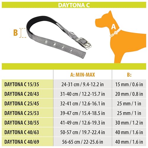 Ferplast Hundehalsband, Größe M, verstellbar, gepolstert, Nylon, Metallschnalle, Halsumfang 32–39 cm, Orange