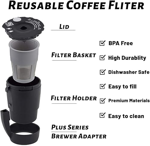 Miniatura 2 de Cápsulas de filtro de café reutilizables compatibles con Keurig My K Cup 2.0/1.0 - Cafeteras Keurig para el hogar, color negro, 2 piezas