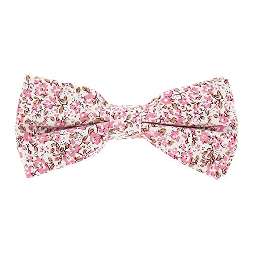 Noeud Papillon Liberty Vieux rose et Blanc - Noeud Papillon Homme Fleuri Rose vieilli - Mariage champetre à Fleurs - Cérémonie thème Floral Cover