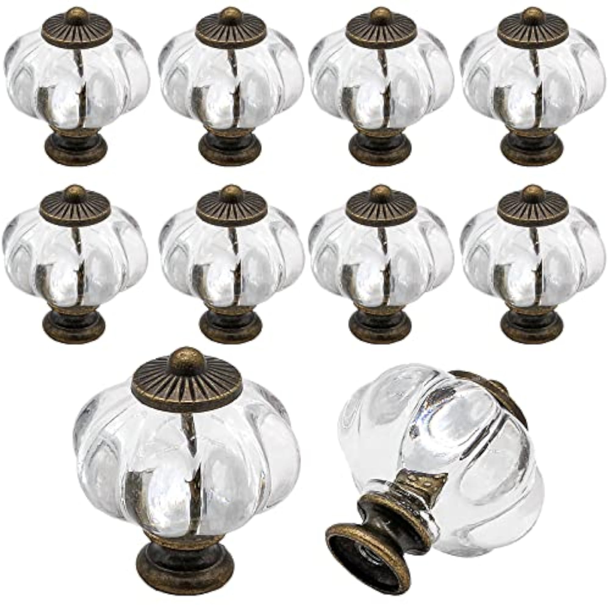 10pcs Clear Pumpkin Acrylic Cabinet Knobs with Screws
