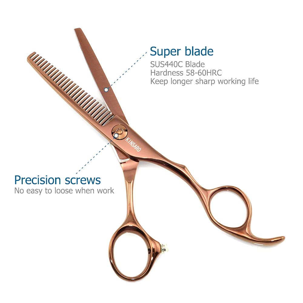 5.5 pulgadas pelo adelgazamiento tijeras Japón 440C adelgazamiento tijeras profesional adelgazamiento del pelo tijeras peluquero tijeras borde convexo Kinsaro
