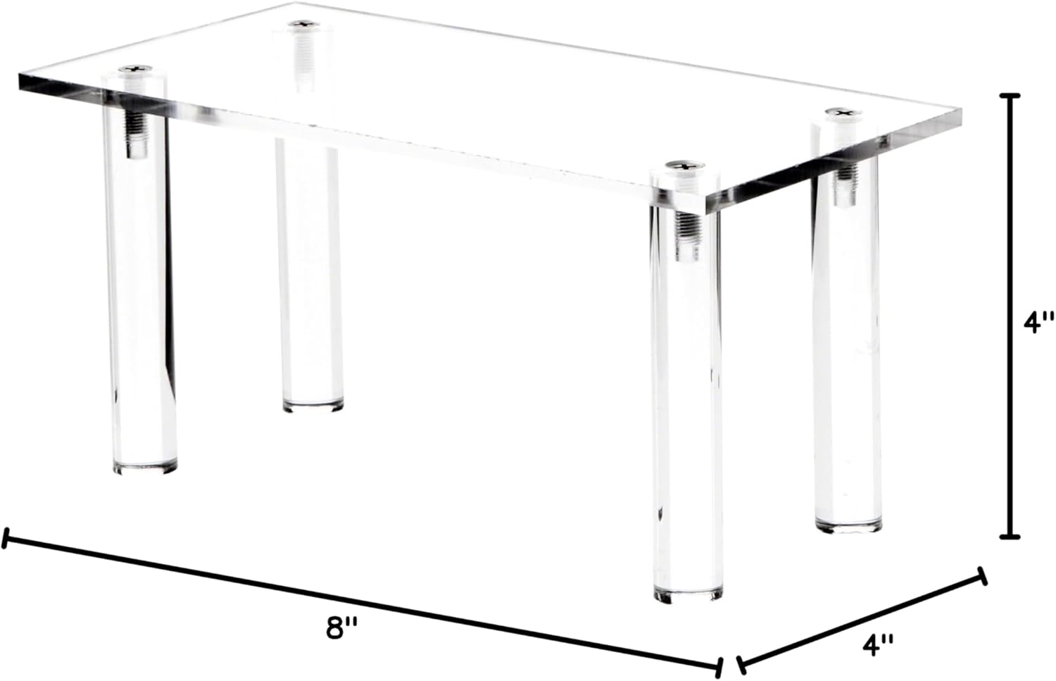 Plymor Clear Acrylic Rectangular 4-Leg Display Riser, 8" H x 12" W x 8" D
