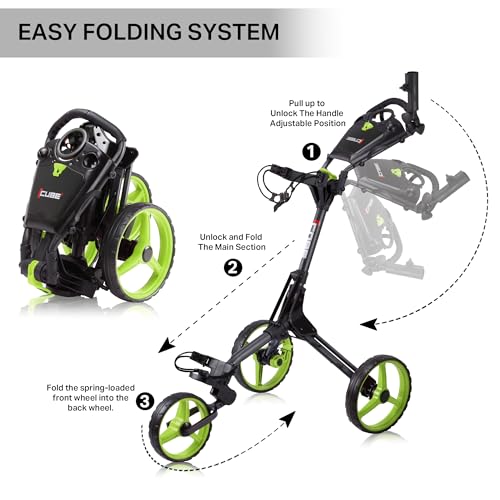 image for CUBE CART 3-Wheel Golf Push Cart – Ultra-Compact Two-Step Folding Go