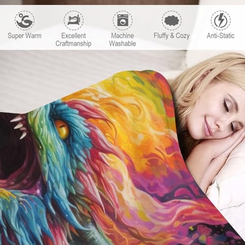 Manta de franela mullida con estampado de dragón y acabado premium 6