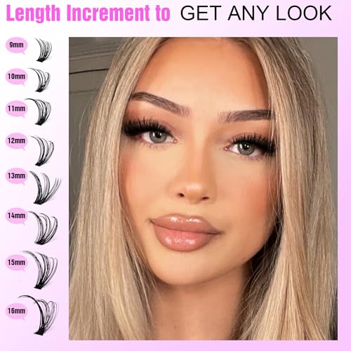 Image of Pawotence Lash Clusters 280pcs Individual Lashes Cluster Eyelash Extensions 50D 9-16mm Mix Eyelash Clusters Lash Extension for Self Application at Home (50D, 0.07D, 9-16mm)