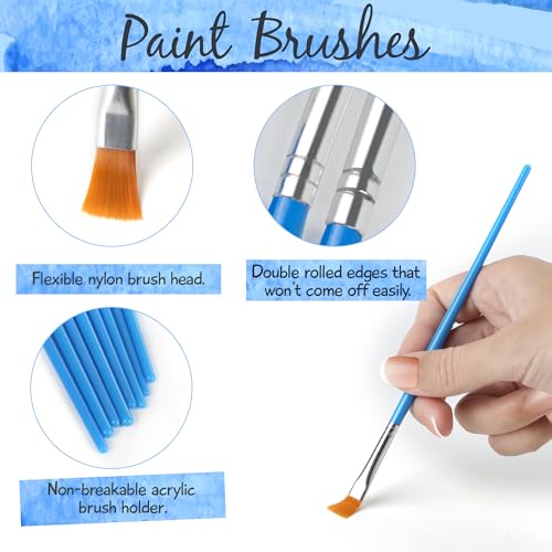 Image of Halobios Paint Brushes Set for Acrylic Painting, 100 Pcs Flat Art Painting Brushes Acrylic Paint Brush, Nylon Paint Brush for Kids Adults Oil Watercolor Rock Painting Body Face Nail Art