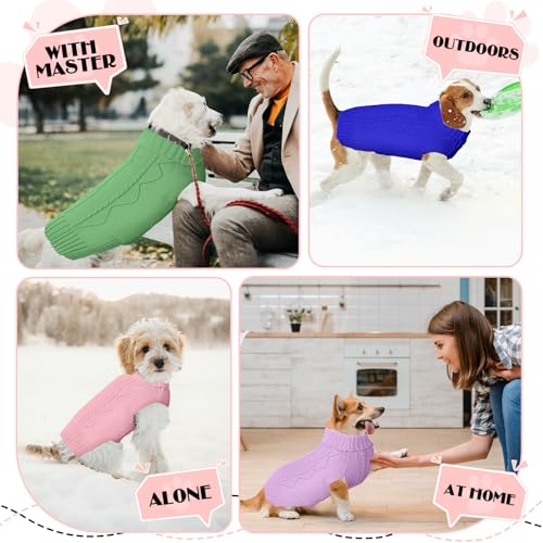 Image of Dog Sweaters for Small Medium Large Dogs Girl, Soft Warm Turtleneck Pup Dogs Shirt, Double Knitting Collar for Outdoor Playing, Warm Dog Clothes（Dark Green, 3X-Large）