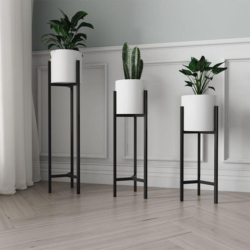 MODERATE HOMES Modern Metal Floor Tall Indoor Plant Stand Flower Stands for Living Room Bedroom Display Plant Stand with Planter Pot (Design -6) White Planter with Black Legs Set of 3 (B0DH3PZ68S) Amazon Price History, Amazon Price Tracker