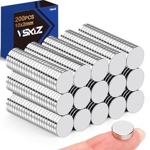 VSKIZ Small Magnets, 200Pcs Small Round Refrigerator Magnets Tiny Neodymium Disc Magnets, Mini Rare Earth Magnets for Fridge, Crafts, Whiteboard, Crafts and Kitchen Cabinet, Office Magnets
