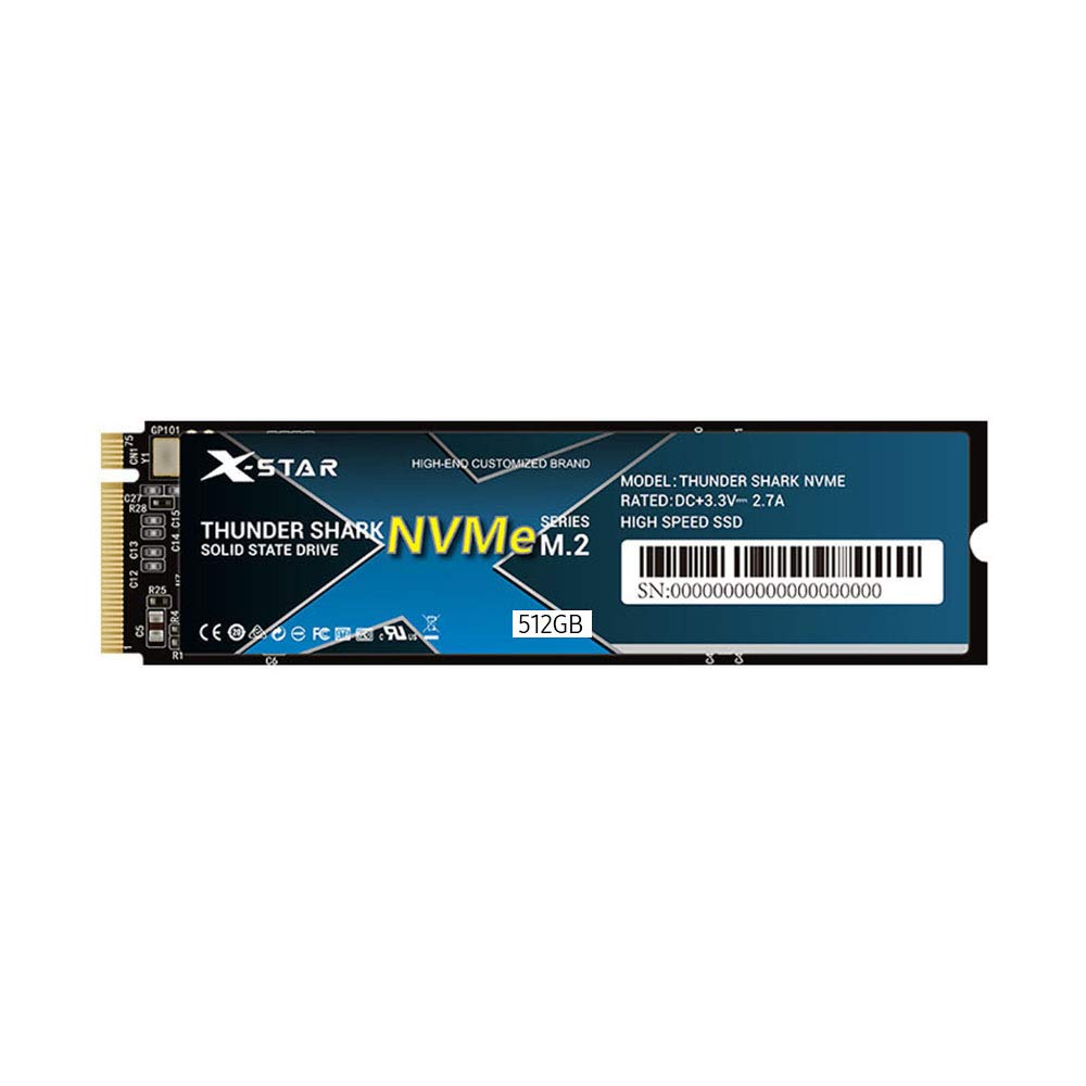 Nahamo M.2 NVMe SSD Internal SSD Thunder Shark M.2 NVMe SSD NVMe PCIe/3D NAND Technology/High Transmitting Speed 512GB