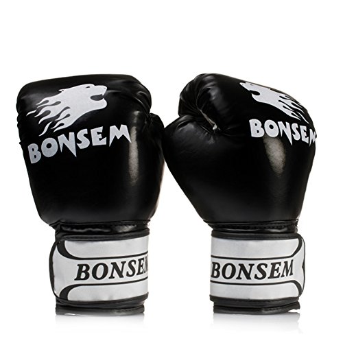 Aigend Guantes De Boxeo, Guantes de Boxeo de Dedo Completo Guantes de Entrenamiento Guantes de Entrenamiento (Negro) Cover