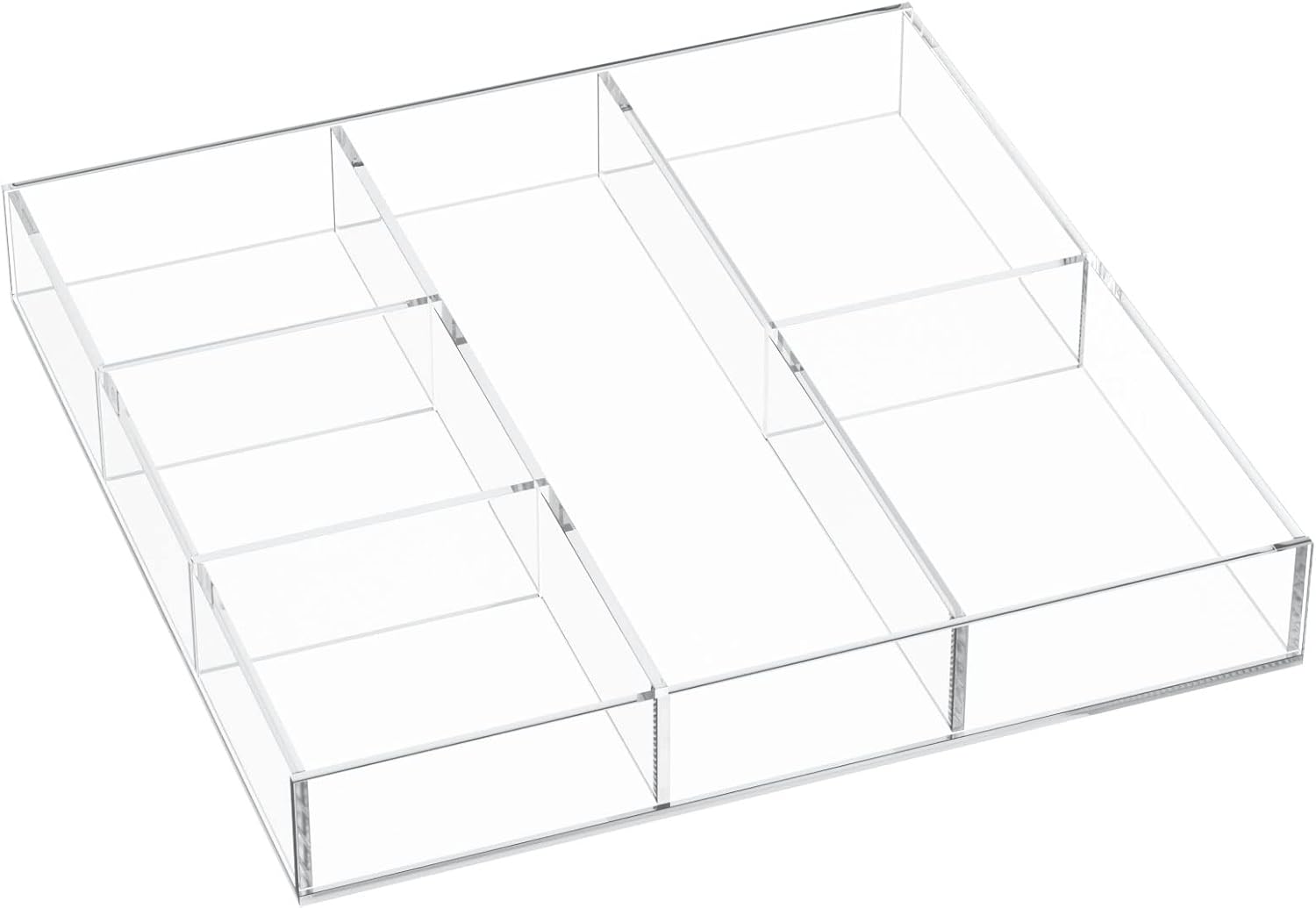 HIIMIEI Acrylic Drawer Organizer, 6 Section Clear Makeup Tray Organizer for Drawer Office