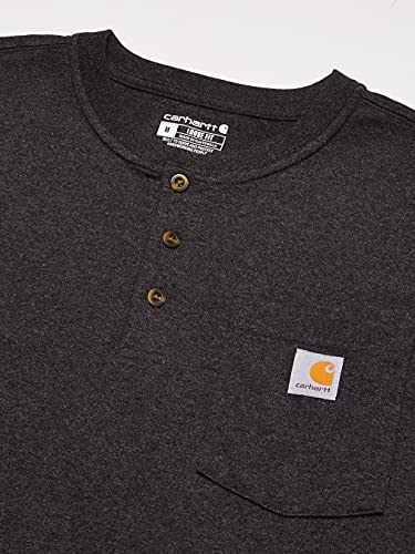 Carhartt Mens Loose Fit Heavyweight Short-Sleeve Pocket Henley T-Shirt Shirt, Carbon Heather, X-Large Us #TOP1