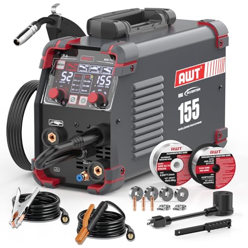 Image of AWT Aluminum 155A MIG Welder,5 in 1 Gas MAG /Aluminum MIG /Gasless Flux Core MIG /Stick /Lift TIG Aluminum MIG Welding Machine,110 /220V Welding Machine with Multiprocess Wire Feed