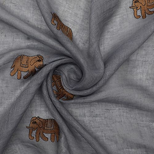 100% Pure Flax Linen, Kantha Hand Embroidered Gauze Scarf.4