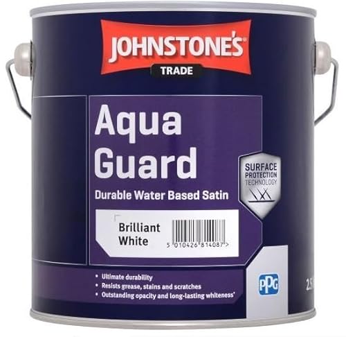 Johnstone's Trade Aqua Guard Durable Water Based Satin Brilliant White - 1 Litre