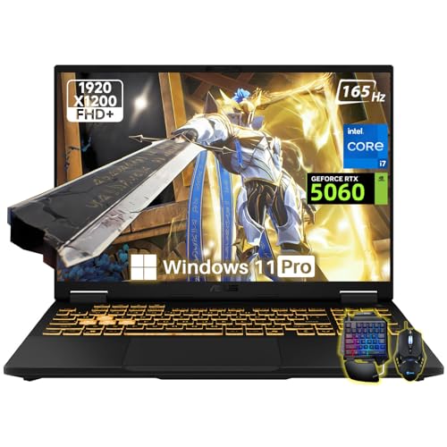 Image of ASUS TUF F16 Gaming Laptop, NVIDIA RTX 5060 (Beat 4070), Intel 14th Core i7-14650HX, 16 inch 1920x1200 FHD+ 165Hz Anti-Glare LCD, WiFi 6E, Backlit KB, 64 GB DDR5, 1 TB SSD, Windows 11 Pro, Accessories