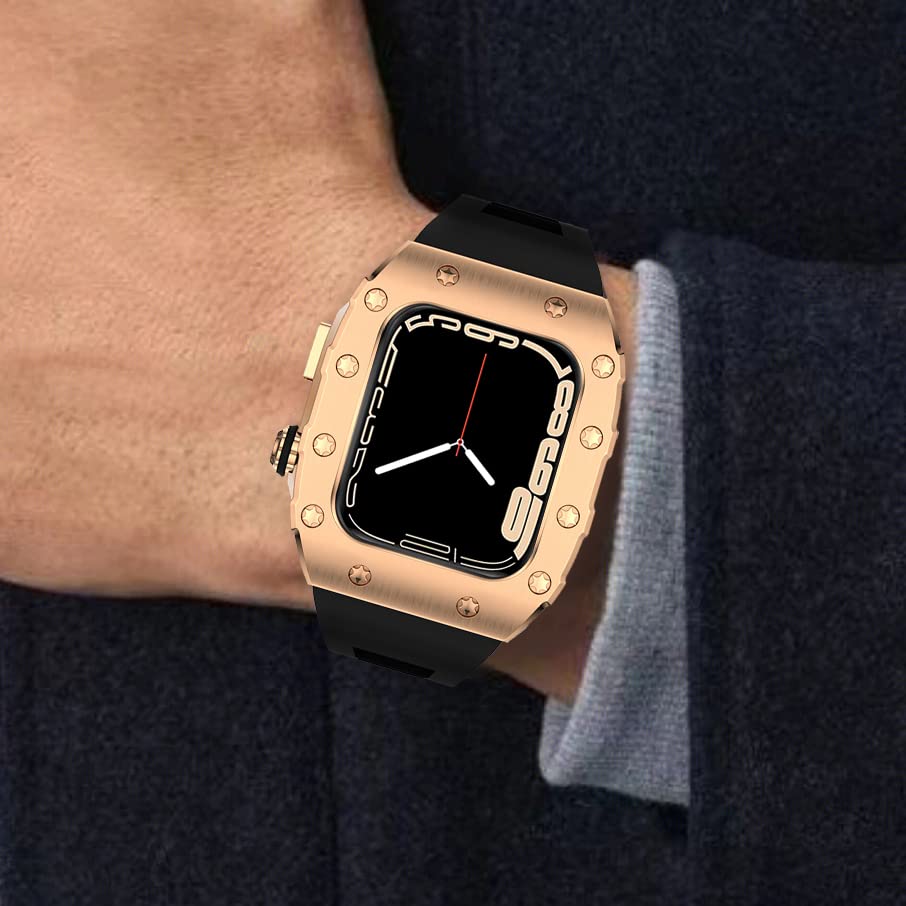 Stainless Steel Case Silicone Strap For 8 7 45MM Band Metal Rubber Set For Series 6 54 SE 44 Modification Kit4