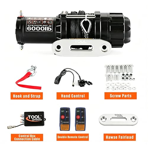 Winch Eléctrico 6000 lbs con Cuerda Sintética y Control Dual miniatura 2