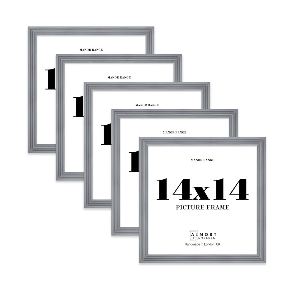 14x14 Picture Frame, Display 14x14 Pictures (35.6 x 35.6cm) - Scandi Grey Timeless 42mm Edge Ideal for Home Gallery Display - 5 Pack — image 1