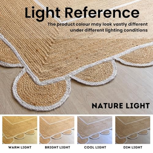 Tapete corredor trenzado de yute 2x6 ft natural miniatura 5