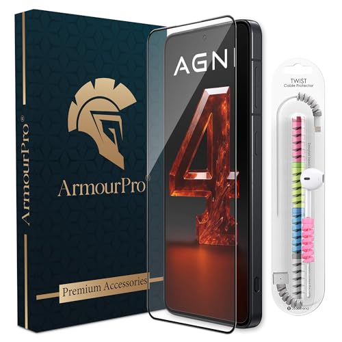 Image of ArmourPro Military Grade Gorilla Tempered Glass Screen Protector for Lava Agni 4 5G with Edge-to-Edge Protector Coverage, Cable Protector and Easy Installation kit (6.78 Inch)
