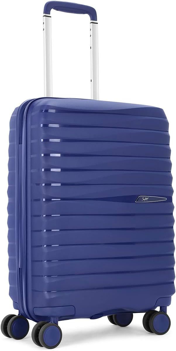 Skybags Cabin Polypropylene Float Max Trolley Bag - Small, 55cms | Premium Hard-Sided Luggage for Travel with Smooth 8 Wheels Double Spinner & Flushed TSA Lock - Blue