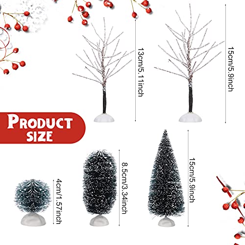 12 Pieces Christmas Tabletop Trees Winter Snow Model Frost Trees Mini Sisal Trees Snow Covered Village Trees Christmas Tree Displays For Miniature Scenes Village Displays (Simple Style) #TOP1