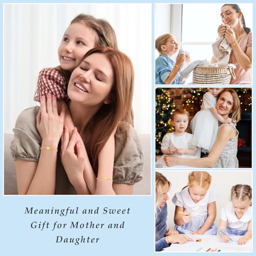 2/3 Pcs Mother Daughter Bracelets Silvery Golden Gifts for Mommy and Me Matching Heart Bracelets Mothers Day Birthday Christmas4