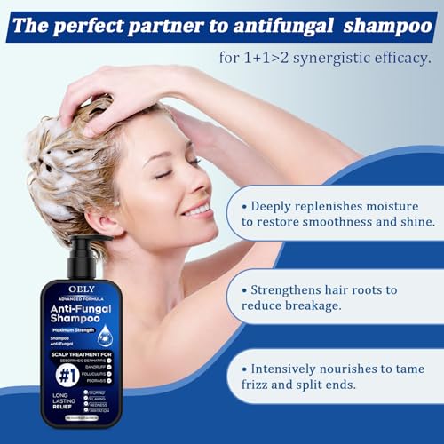 Image of Anti-dandruff Shampoo & Conditioner Set: For Folliculitis, Scalp Psoriasis & Seborrheic Dermatitis, Relieves Redness, Itching, Flaking & Dryness, Strengthens, Repairs & Boosts Shine - 20.28 fl.oz | Antifungal Set Seborrheic Dermatitis, Relieves Redness, Itch, Flaking & Dryness, Strengthens & Repairs Shine - 20.28 fl oz