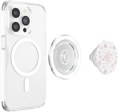 Miniatura 4 de Bonitos copos de nieve de Navidad rosa degradado en invierno blanco PopSockets MagSafe PopGrip para iPhone