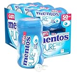 Mentos Pure Fresh Sugar-Free Chewing Gum with Xylitol, Fresh Mint, 50 Count (Pack of 6)