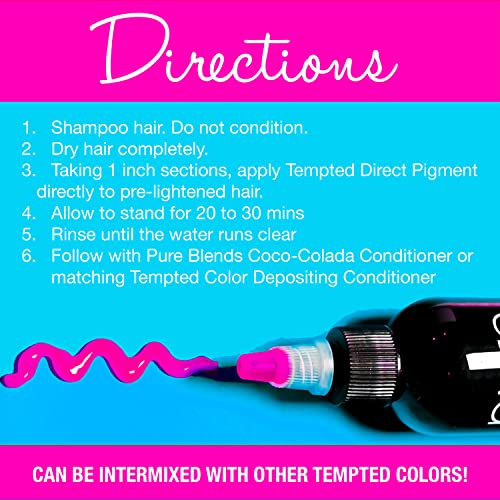 Pure Blends Tempted Pink Semi Permanent Direct Hair Dye Pigment | Stain With Vivid Tones | For Color Treated Hair | Keratin Infused & Cruelty Free | Sulfate, Sodium Chloride, Ppd & Paraben Free #TOP4