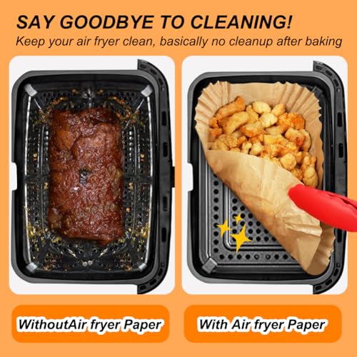 Image of BYKITCHEN Airfryer Baking Paper for Ninja Foodi Flex Drawer Dual Zone 10.4 L Hot Air Fryer, 100 Pieces Accessories for Ninja AF500EU, Air Fryer Accessories for Cecotec Dual 9000 9L (Pack of 100)
