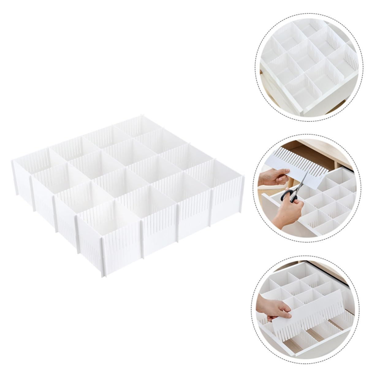 Divisori per Cassetti 10 Pezzi in Plastica per Organizzazione Casa Combinazione Libera per Separare e Ordinare Biancheria e Calze