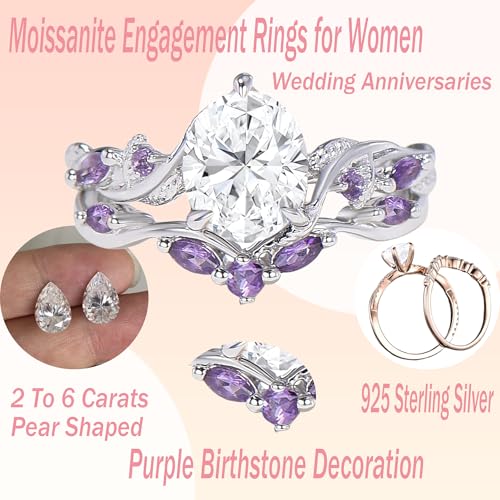 Moissanite Rings for Women Oval 1.5CT 925 Sterling Silver White Gold VVS1 D Color Engagement Promise Oval Rings Bridal Sets Jewelry Gift for Wife/Mother Free Engraving Sizs 4-152