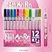 AOKELEON 12 Colors Nail Art Pens Set 3D Nail Polish Pens Graffiti Dotting Pen Acrylic Paint Pens Point Liner Pen Drawing Painting for Nails Art Design Manicure Nail DIY Decoration (Multi-color B)