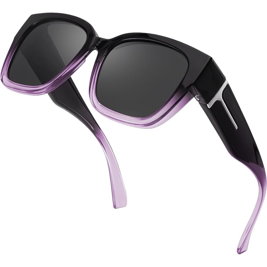 Occhiali miopia alla moda con occhiali da sole polarizzati sfumati quadrati con montatura grande for donne che guidano e vanno in bicicletta