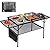 MEXMIODY 4.4FT Folding Grill Table, Portable Camping Table with Extension Board, Height Adjustable Metal Table with Mesh Desktop, Lightweight Outdoor Grill Table for Camping, Picnic, Beach and BBQ