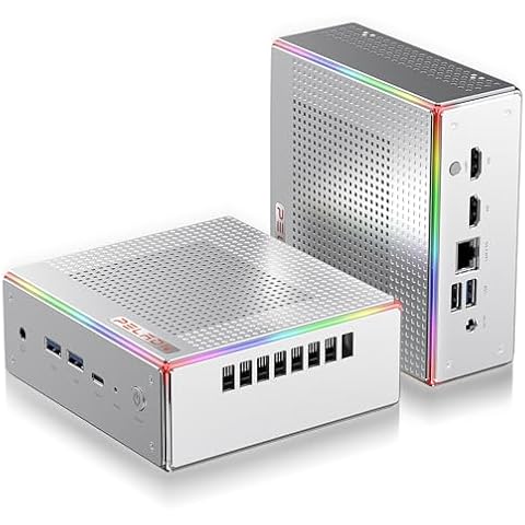 PELADN Gaming Mini PC, AMD Ryzen 7 7735HS (8C/16T, Up to 4.75GHz) Radeon 680M Win11 Pro, 32GB DDR5 4800Mhz RAM,1TB SSD, 4K HD, BT5.2, Dual HDMI, WiFi6 2.4G/5G, Small Desktop PC RGB Light Cover