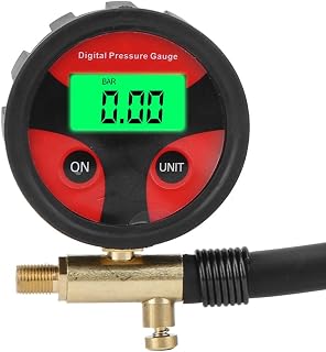 AMONIDA Digital Däcktrycksmätare med LCD-skärm och Hög Precision för Bilar och Motorcyklar, Koppar och Plast, 0-200 PSI