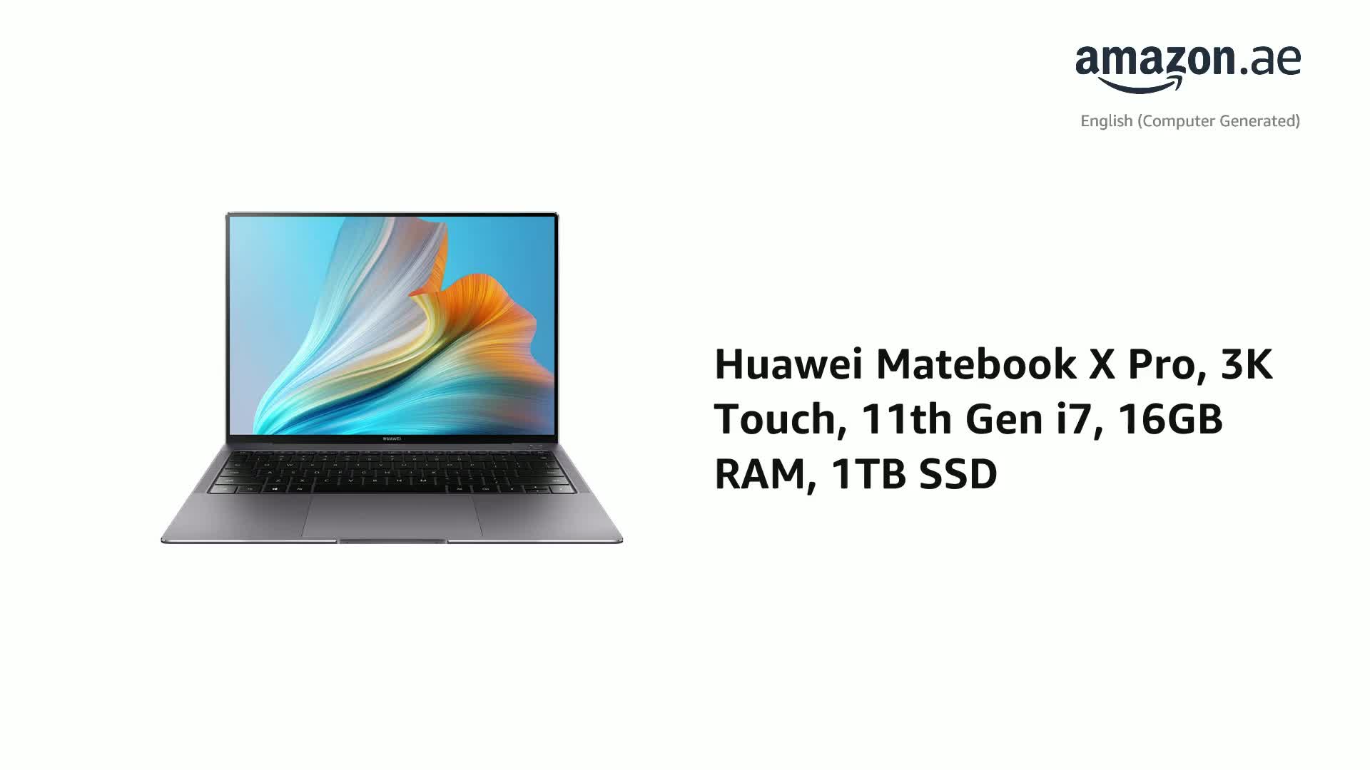 Huawei Matebook X Pro 2021 Laptop, Win 10 Home, 3K Fullview