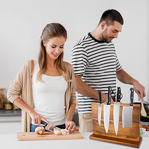 Ninonly Magnetic Knife Block Double-Sided Magnetic Knife Holder Multifunctional Wooden Knife Stand With Strong Magnetic Storage Organizer For Kitchen #TOP6