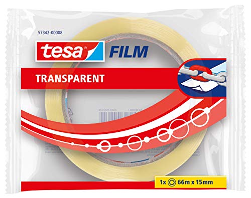 Preisvergleich Produktbild tesa tesafilm transparent - Transparentes Klebeband mit starker Haftung - alterungsbeständig und reißfest - 66 m x 15 mm