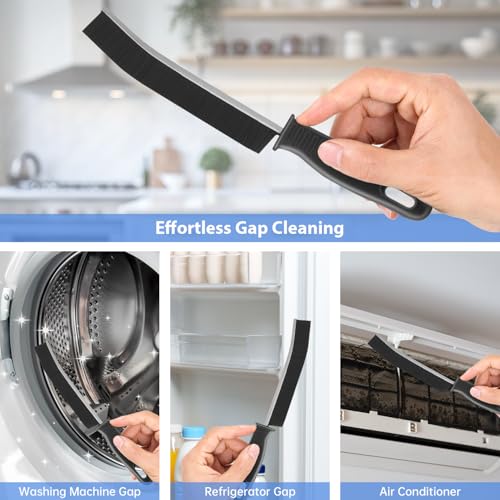 Image of PUFTEM Crevice Cleaning Brush, Hard Bristle Multifunctional Cleaning Brush Tool, Gap Scrub Brush, Cleaning Tools for Narrow Gaps, Grout, Tile Seams, Window Tracks, Car Vents, 3PCS (3)