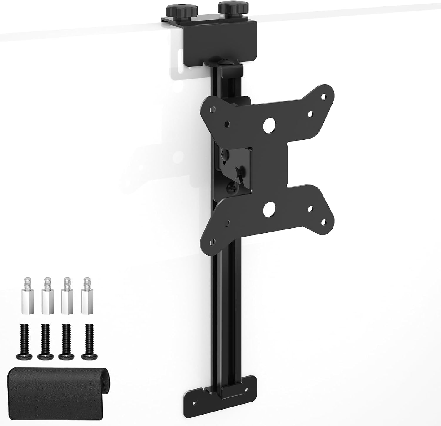 Height Adjustable Worker Cubicle Monitor Mount, Office Cubicle Monitor Hanger, VESA 75x75/100x100mm, Clamp Hook Top Holds Up to 17.6 lbs, Black, with Mouse Pad