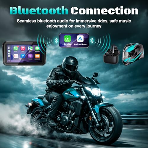 Image of 2026 LBW 6 inch Motorcycle CarPlay GPS with Wireless Android Auto, Dual 2K Dash Cam /Recorder, Navigation System, IP69K Waterproof, QLED Touchscreen, TPMS, BT, G-Sensor, Loop Recording, Magnetic Bracket