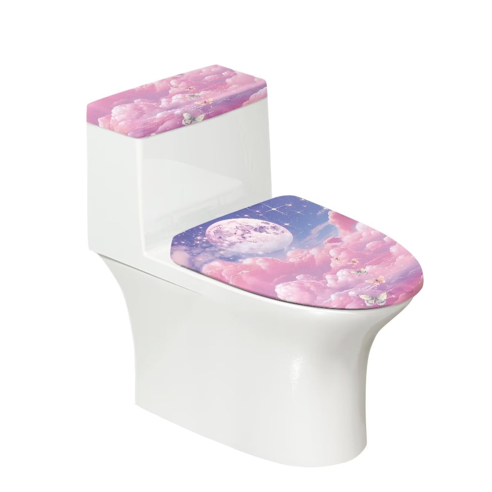 Annejudy Toilet Lid and Toilet Tank Cover Set with Elastic